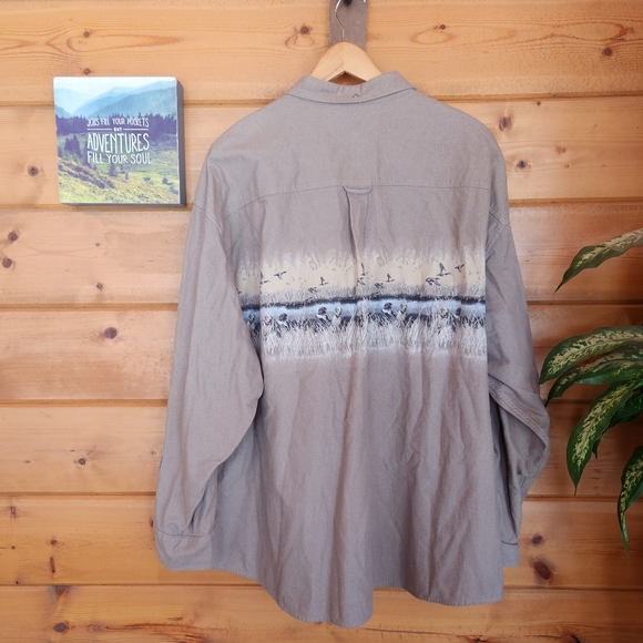 Cabela's 💙 Deerskin Soft Chamois Duck Hunting Print Button Down Shirt Plus 3XL - Picture 6 of 9